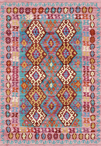 Pink Aztec Diamond Flatweave Kilim