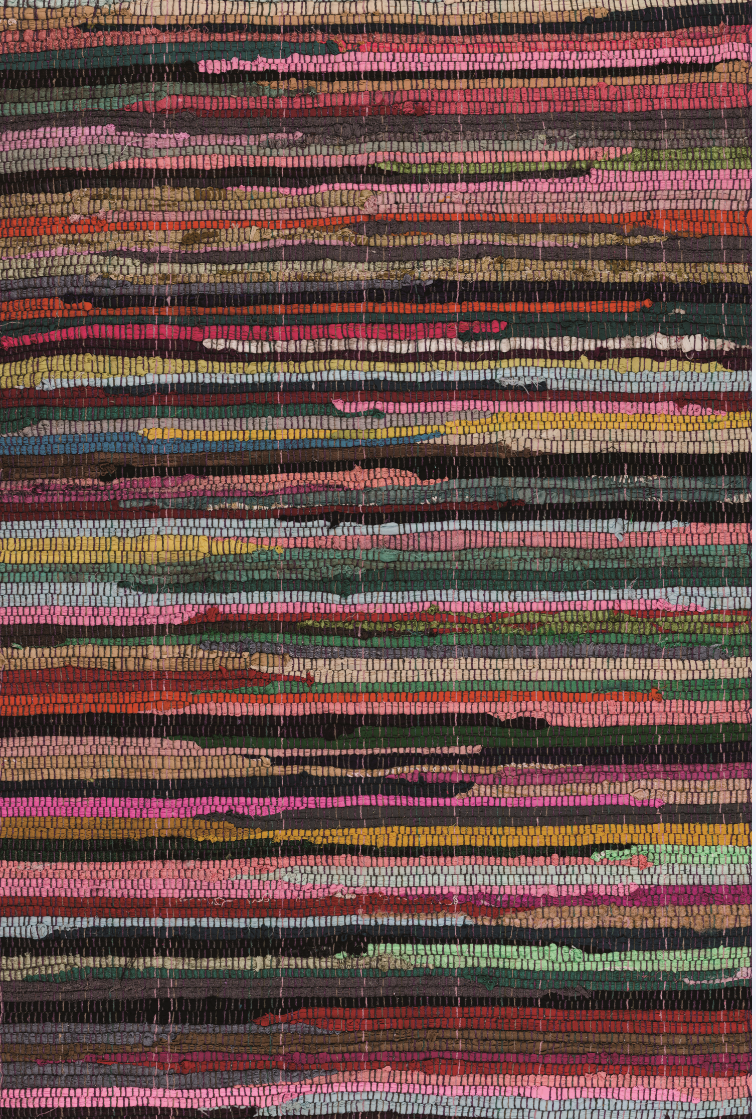 Multi-Colored Textured Striped Rag Rug