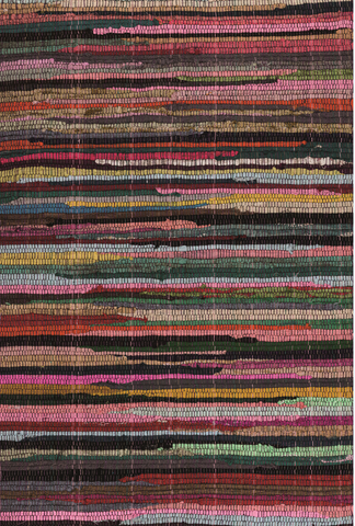 Multi-Colored Textured Striped Rag Rug
