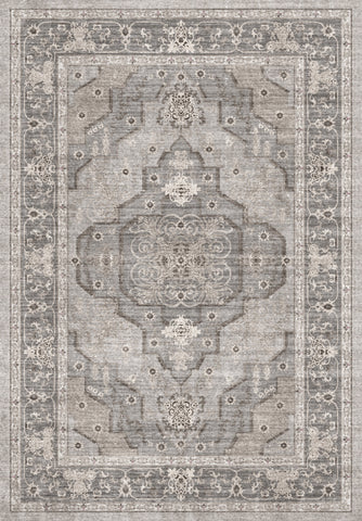 Distressed Grey Medallion Area Rug