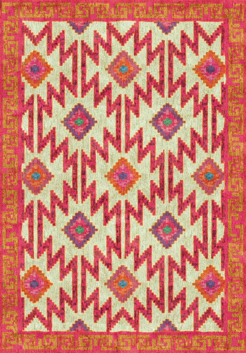 Hot Pink Tribal Zigzag Kilim