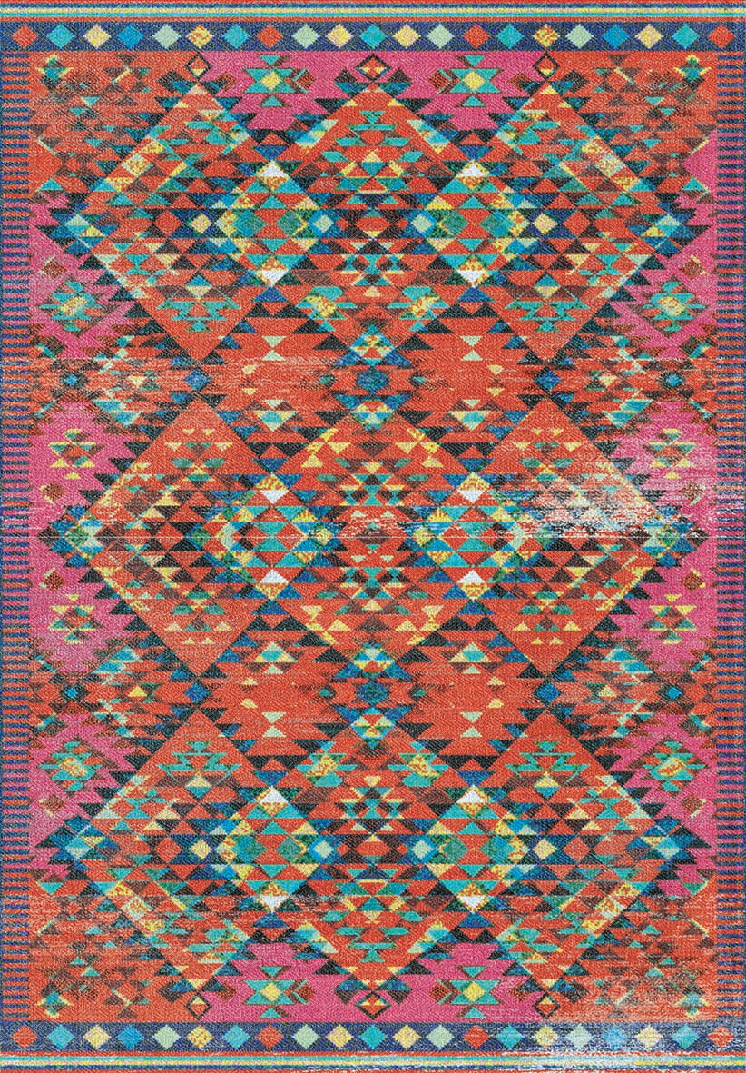 Vibrant Aztec Diamond Pattern Rug