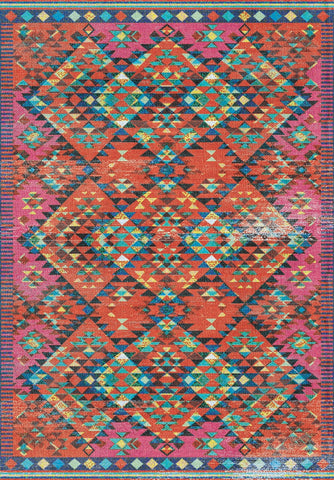 Vibrant Aztec Diamond Pattern Rug