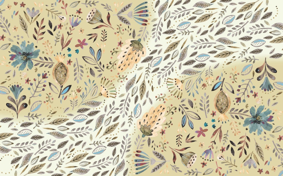 Boho Floral Watercolor Mat