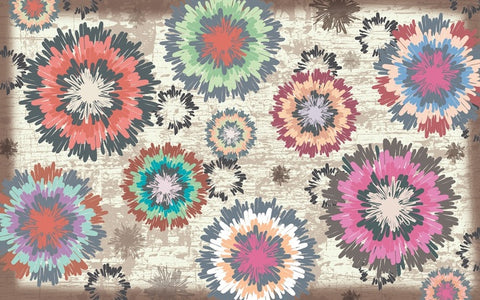 Abstract Floral Kitchen Rug