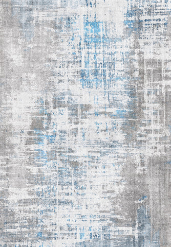 Abstract Distressed Blue Gray Rug
