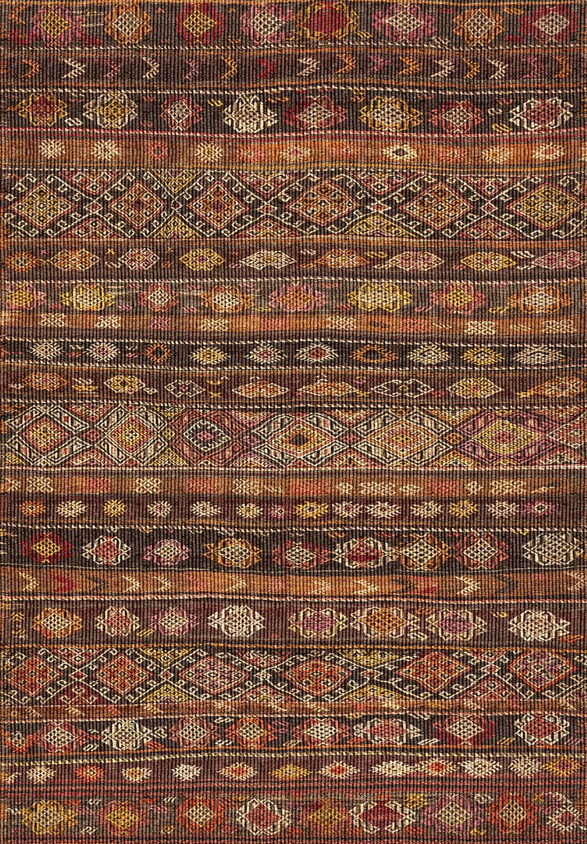 Rustic Brown Striped Kilim