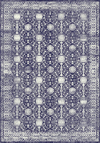 Navy Medallion Distressed Rug