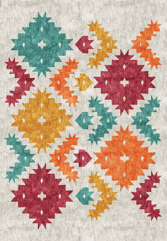 Abstract Starburst Tribal Rug